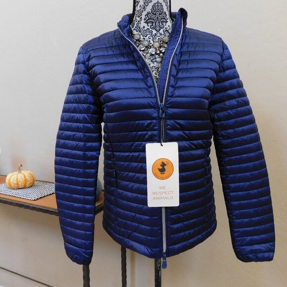 NWT Save The Duck Iris NLA Carly style navy Plumtech vegan down puffer jacket M - Picture 16 of 16